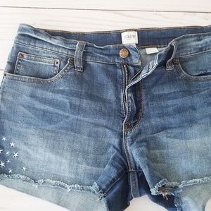 J. Crew denim shorts with stars.